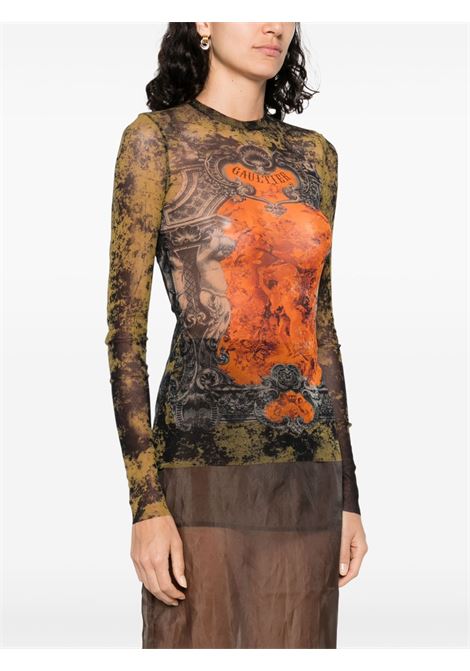top long sleeves mesh printed médaillon donna multicolor JEAN PAUL GAULTIER | 25/03-W-TO305-M006P004115